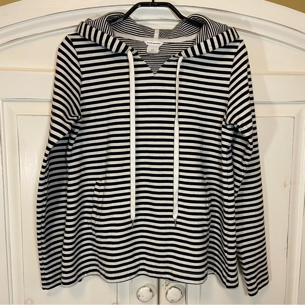 Club Monaco Black and White Striped Hoodie